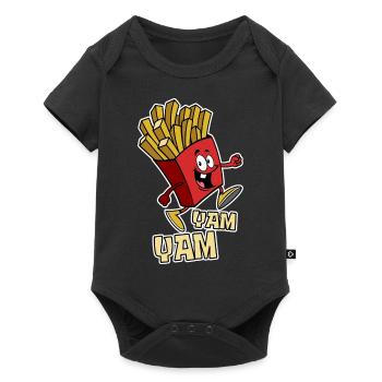Pommes Yam, Yam - Fast Food - Geschenk - Baby Premium Kurzarmbody - Schwarz - Vorne