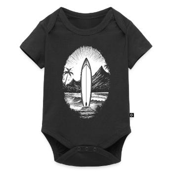 Surfboard - Waves - Surfing - Beach - Palm Trees - Baby Premium short-sleeve bodysuit - black - Front