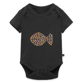 Gros poisson de beaucoup de petits poissons - Body à manches courtes Premium Bébé - noir - Devant