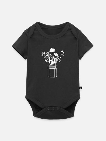 Wildblumen - Baby Premium Kurzarmbody - Schwarz