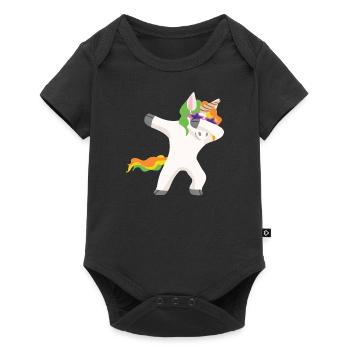 Dabbing Unicorn Dab dabbendes Einhorn - Baby Premium Kurzarmbody - Schwarz - Vorne