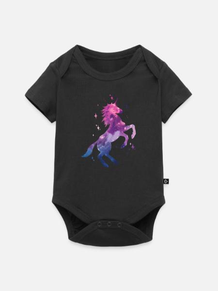 Galaxie Einhorn - Baby Premium Kurzarmbody - Schwarz