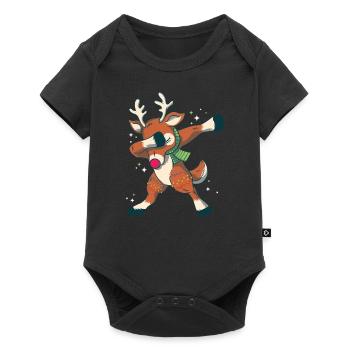 Dabbing Christmas Reindeer Xmas Lights Gift - Baby Premium short-sleeve bodysuit - black - Front