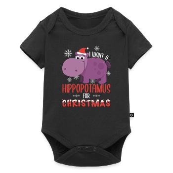 I Want Hippopotamus For Christmas Hippo Xmas Gift - Baby Premium short-sleeve bodysuit - black - Front