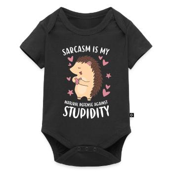 Ma défense naturelle contre la stupidité Hedgehog - Body à manches courtes Premium Bébé - noir - Devant