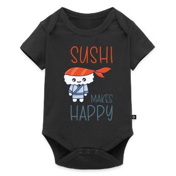 Kawaii Japanese Food Salmon Salmon Sushi Roll - Body à manches courtes Premium Bébé - noir - Devant