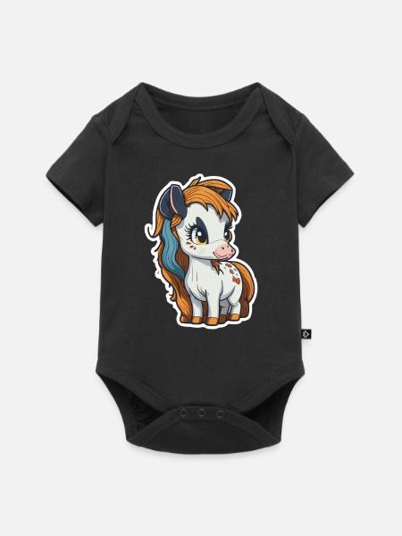 Stutfohlen Pony 3 - Baby Premium Kurzarmbody - Schwarz