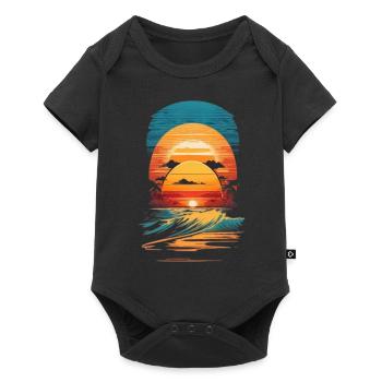 retro sunset waves - Body à manches courtes Premium Bébé - noir - Devant