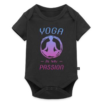 YOGA - Baby Premium Kurzarmbody - Schwarz - Vorne