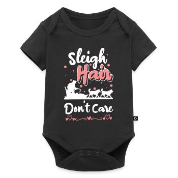 Tobogganing Christmas Winter Sports Wooden Sledge - Baby Premium short-sleeve bodysuit - black - Front