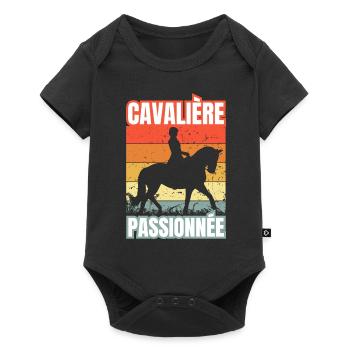 cavalière passionnée - Body à manches courtes Premium Bébé - noir - Devant