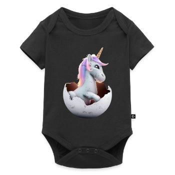 Baby unicorn hatches from egg - Baby Premium short-sleeve bodysuit - black - Front