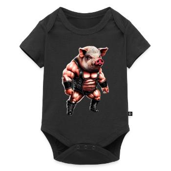 Wrestler Pig - Baby Premium short-sleeve bodysuit - black - Front