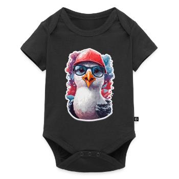 Seagull Cool avec casquette de baseball et lunettes de soleil - Body à manches courtes Premium Bébé - noir - Devant