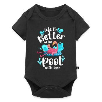 Pool Swimming Flamingo Cool - Baby Premium short-sleeve bodysuit - black - Front