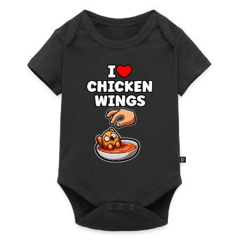 Poulet frit Ailes de poulet Poulet Cadeau - Body à manches courtes Premium Bébé - noir - Devant