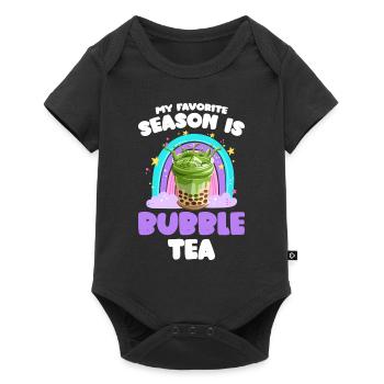 Boba Pearl Milk Eistee - Baby Premium Kurzarmbody - Schwarz - Vorne