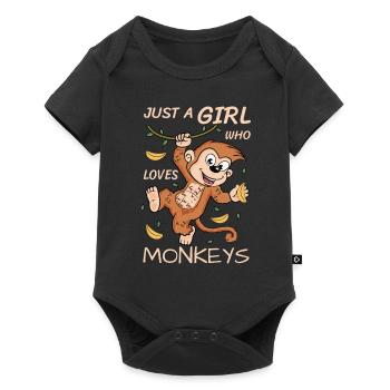 Just A Girl Who Loves Monkeys Monkeys Monkey Gift Idea - Baby Premium short-sleeve bodysuit - black - Front