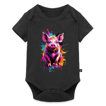 Pig Cool Pig In Colorful and Cool Design - Baby Premium short-sleeve bodysuit - black - Front