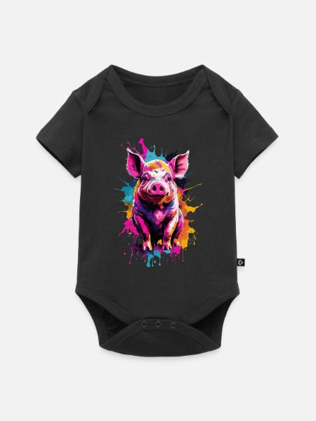 Cerdo Cerdo Fresco En Diseño Colorido Y Fresco - Baby Premium kortärmad bodysuit - svart