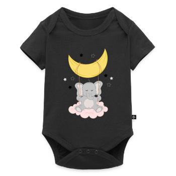 Elephant rocks on the cloud with moon and star - Baby Premium short-sleeve bodysuit - black - Front