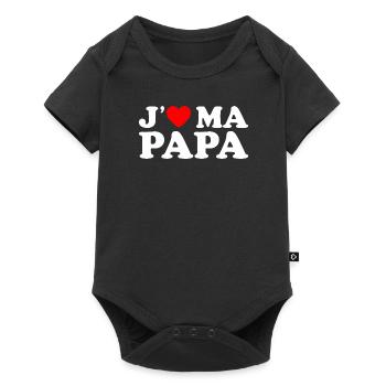 J'aime Mon Papa Cadeau Fête des Pères Coeur Rouge - Body à manches courtes Premium Bébé - noir - Devant