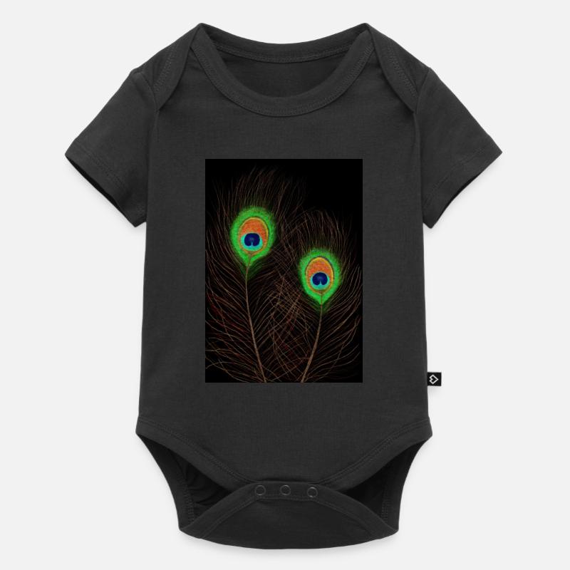 Peacock Feathers on Black - Baby Premium short-sleeve bodysuit - black