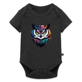 Owl Cool Colorful Feathers Cool Cool Bird - Baby Premium short-sleeve bodysuit - black - Front