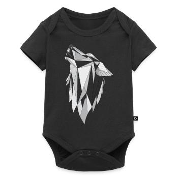 Geometrie Wolf grau - Baby Premium Kurzarmbody - Schwarz - Vorne