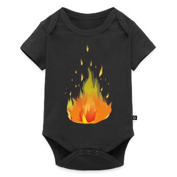 Flammen Feuer - Baby Premium Kurzarmbody - Schwarz - Vorne