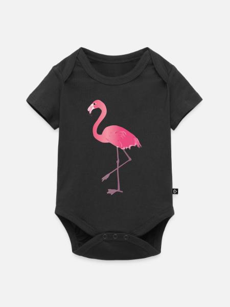 Rosa Flamingo - Baby Premium Kurzarmbody - Schwarz