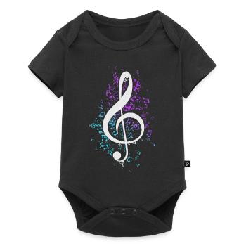 Clé de violon colorée Musiques musicales - Body à manches courtes Premium Bébé - noir - Devant