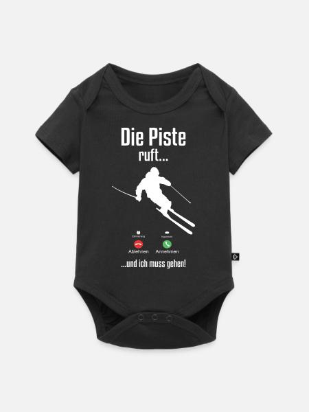 Skifahrer Wintersport Schnee Ski Pisten Geschenke - Baby Premium Kurzarmbody - Schwarz