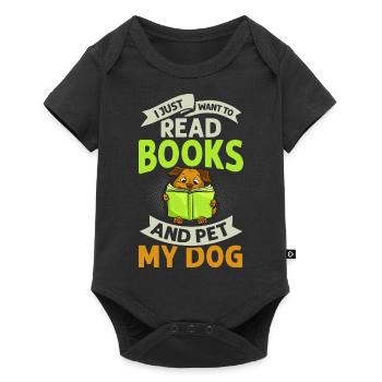 Buch Hund Lesender Bücherwurm Bibliothekar Leser - Baby Premium Kurzarmbody - Schwarz - Vorne