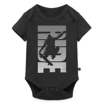 Skateboard Rétro Skateboarder en détresse - Body à manches courtes Premium Bébé - noir - Devant