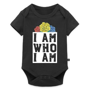 I'am who I am / PAN Roses, Pansexuell - Baby Premium Kurzarmbody - Schwarz - Vorne