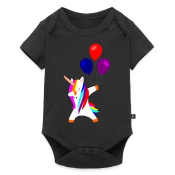 dabbing unicorn, dabbendes Einhorn Einhörner - Baby Premium Kurzarmbody - Schwarz - Vorne