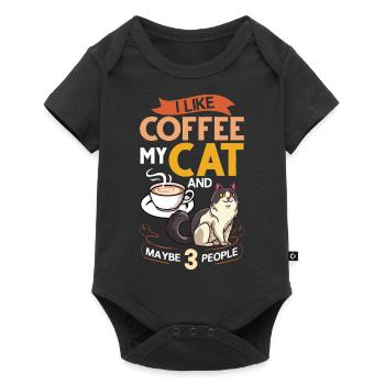 Cafetière Chat Machine Chaton Tasse Grains - Body à manches courtes Premium Bébé - noir - Devant