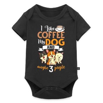 Cafetière Chien Machine Puppy Cup Grains - Body à manches courtes Premium Bébé - noir - Devant