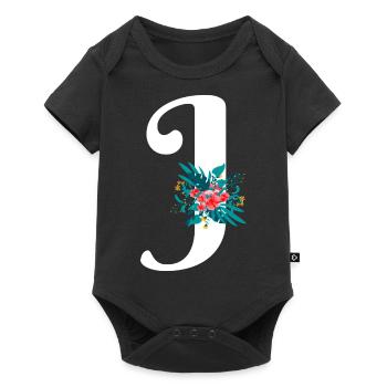 letter J flowers - Baby Premium short-sleeve bodysuit - black - Front