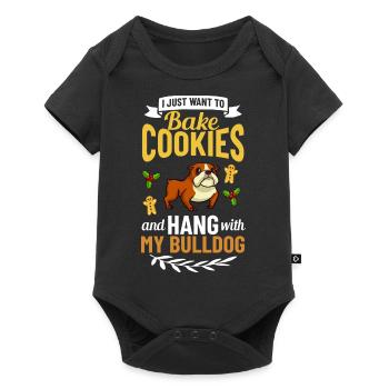 Chien Bulldog anglais Chiots Noël - Body à manches courtes Premium Bébé - noir - Devant