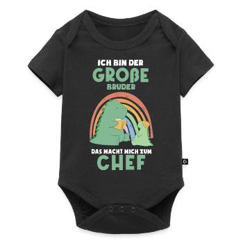 Lustiges Dino Großer Bruder Shirt - Dinosaurier - Baby Premium Kurzarmbody - Schwarz - Vorne