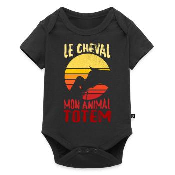le cheval, mon animal totem - humour - Body à manches courtes Premium Bébé - noir - Devant
