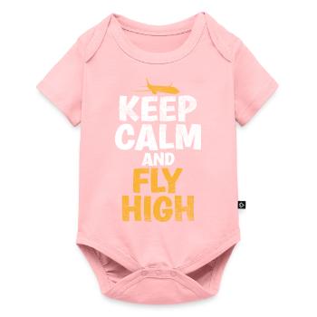 Keep Calm & Fly High Proverbe amusant du - Body à manches courtes Premium Bébé - rose - Devant
