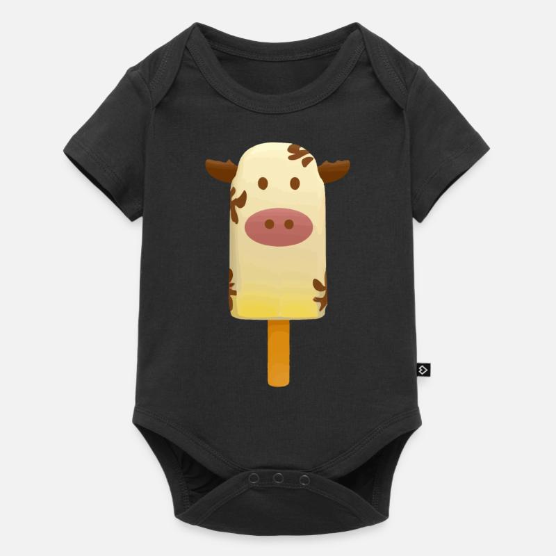 Kuh Eis Lustig Eis am Stiel als Kuh - Baby Premium Kurzarmbody - Schwarz