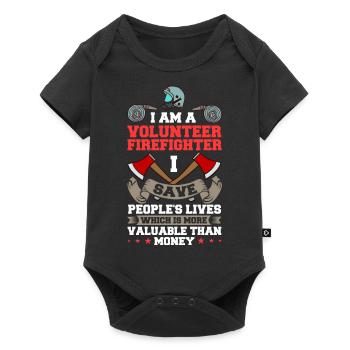 Pompiers volontaires - Body à manches courtes Premium Bébé - noir - Devant
