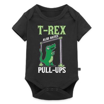 Lustiger T-Rex Gym Tyrannosaurus Rex Dinosaurier - Baby Premium Kurzarmbody - Schwarz - Vorne