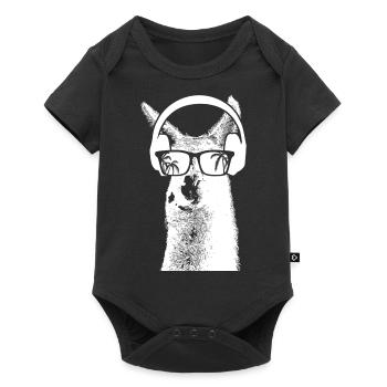 Lama Tierliebhaber Kopfhörer Sonnenbrille Naturfan - Baby Premium Kurzarmbody - Schwarz - Vorne