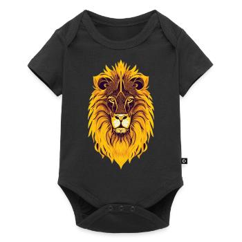 lion et mandala - Body à manches courtes Premium Bébé - noir - Devant