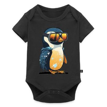 Cool penguin with sunglasses - Baby Premium short-sleeve bodysuit - black - Front